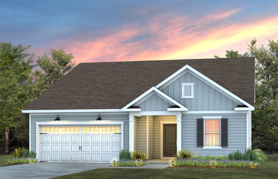 Front exterior of a new home in Cambria, Garner, NC, highlighting curb appeal (Image 1). Front exterior of a new home in Cambria, Garner, NC, highlighting curb appeal (Image 1).