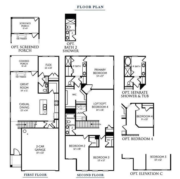 2D floor plan layout of this home in Wildcat Chase, Summerville, SC (Image 3).