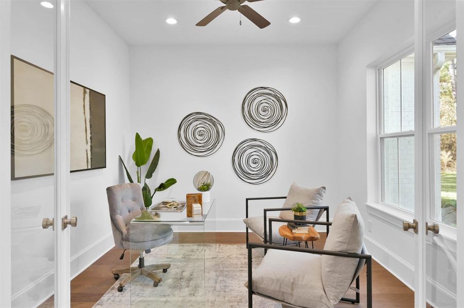 Fantastic study has wood floors, expansive windows for natural light and beautiful views. Fantastic study has wood floors, expansive windows for natural light and beautiful views.