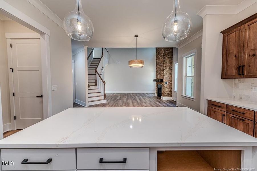 View to living area from kitchen