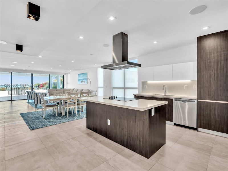 Custom kitchen with island.