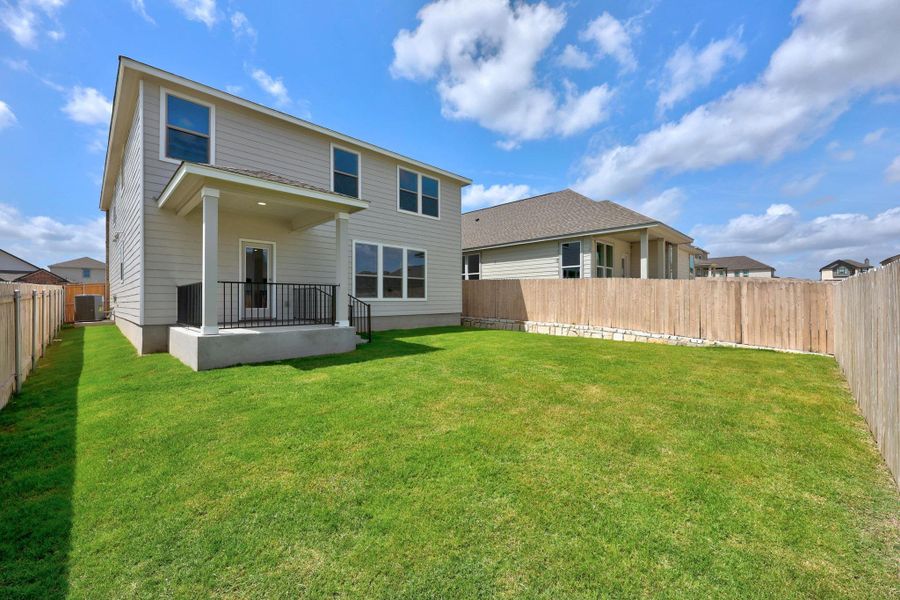 Front exterior of a new home in Sonterra - Cool Water, Jarrell, TX, highlighting curb appeal (Image 22).