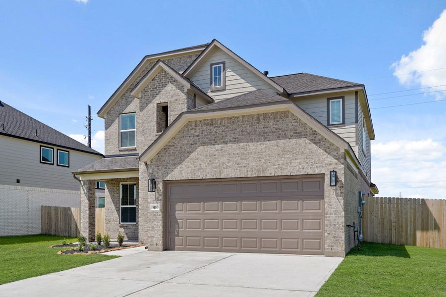 Front exterior of a new home in Briarwood Crossing, Rosenberg, TX, highlighting curb appeal (Image 19). Front exterior of a new home in Briarwood Crossing, Rosenberg, TX, highlighting curb appeal (Image 19).