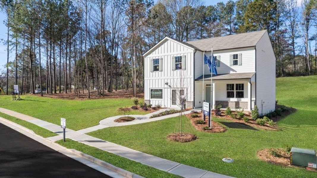 Representative exterior photo of a completed home built from the GALEN by D.R. Horton in Oconee Overlook, Gainesville, GA (Image 27). Representative exterior photo of a completed home built from the GALEN by D.R. Horton in Oconee Overlook, Gainesville, GA (Image 27).