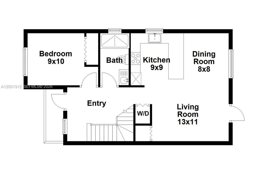 2D floor plan layout of this home in , Miami, FL (Image 3).