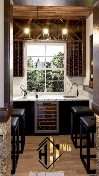 Butlers pantry with bar seating and wine storage Butlers pantry with bar seating and wine storage