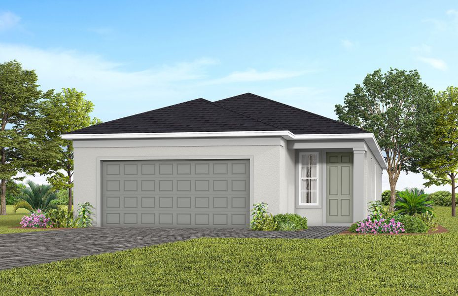 Representative exterior photo of a completed home built from the Hallmark by Del Webb in Del Webb Lakehaven, Clermont, FL (Image 12).