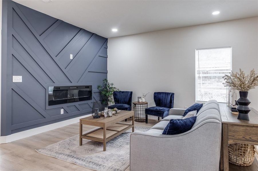 Living room featuring light hardwood / wood-style flooring