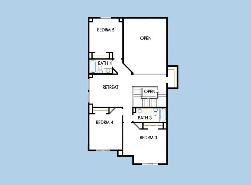 2D floor plan layout for the The Sagebrook by David Weekley Homes in Sundance Cove Lakeside - Overlook View Collection, Crosby, TX (Image 4).
