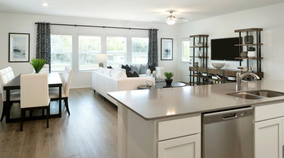 Furnished interior view inside a new home in Devine Lake: Highlands 3-Car Collection, Leander (Image 14).