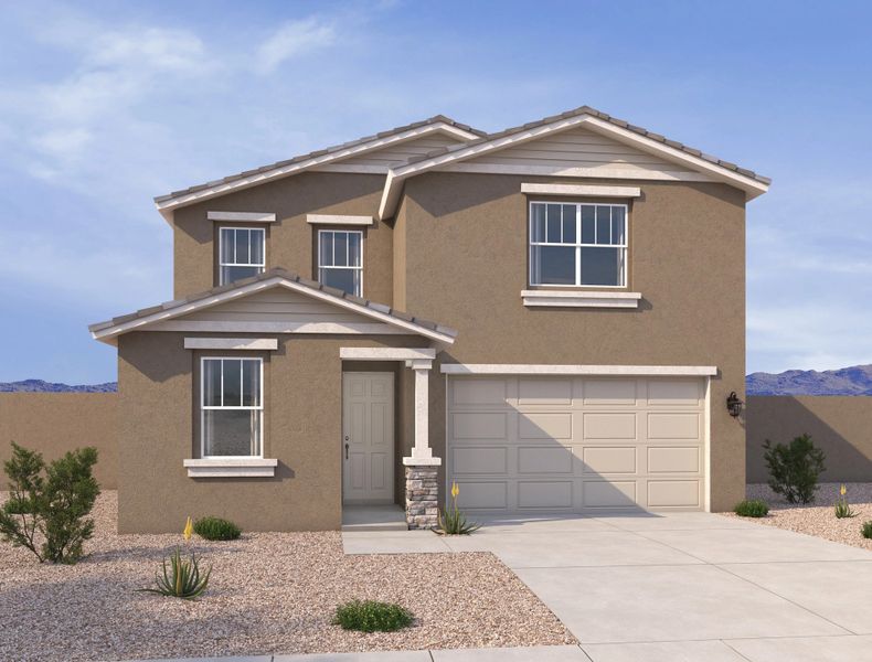 Exterior elevation rendering. Representative images and renderings are for illustrative purposes. Actual structural options and design finishes of home may vary. Exterior elevation rendering. Representative images and renderings are for illustrative purposes. Actual structural options and design finishes of home may vary.