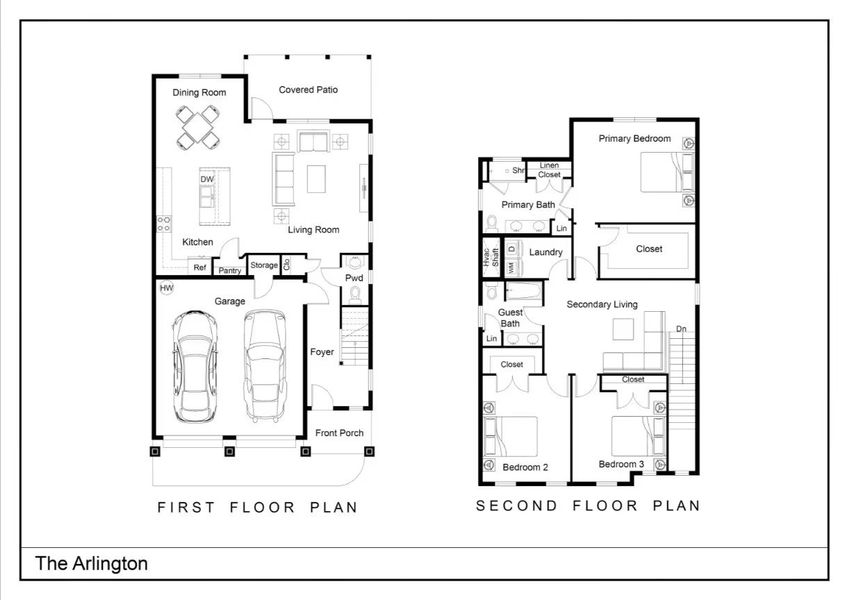 2D floor plan layout for the The Arlington by Greentech Homes LLC in Heritage Walk, Chattanooga, TN (Image 4).