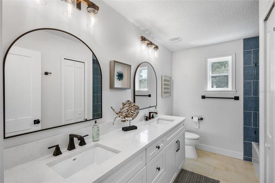 Upstairs Bath double Quartz vanity