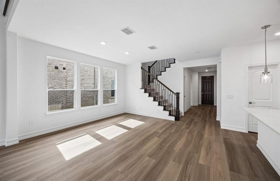 Spacious cafe area with large windows