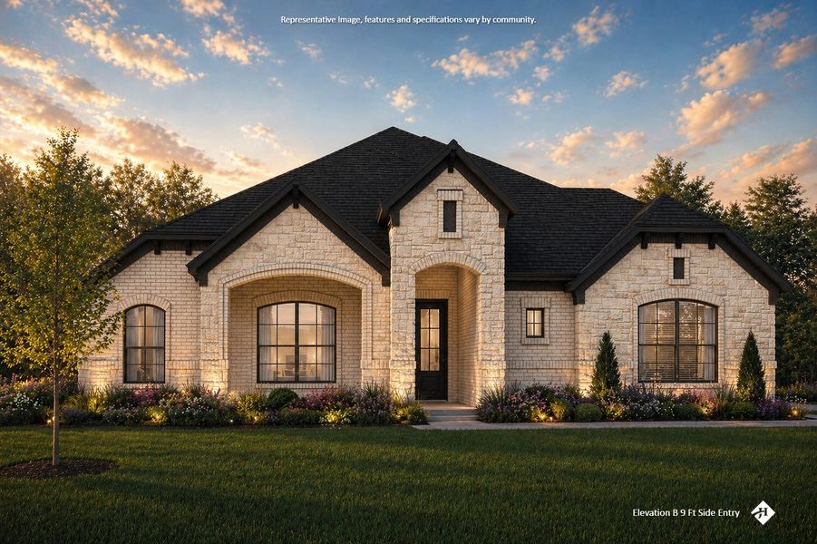 Front exterior of a new home in Hayes Crossing, Midlothian, TX, highlighting curb appeal (Image 25).