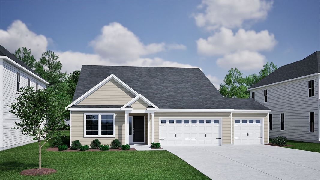 Representative exterior photo of a completed home built from the Decatur - Genesis Value Collection by Mungo Homes in Fairway Woods at Wyboo, Manning, SC (Image 2).