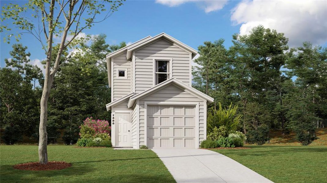 Front facade with a front yard