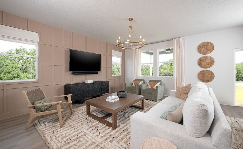 Representative furnished interior of a home built from the Colton by Ashton Woods in Covered Bridge, Hutto (Image 6).