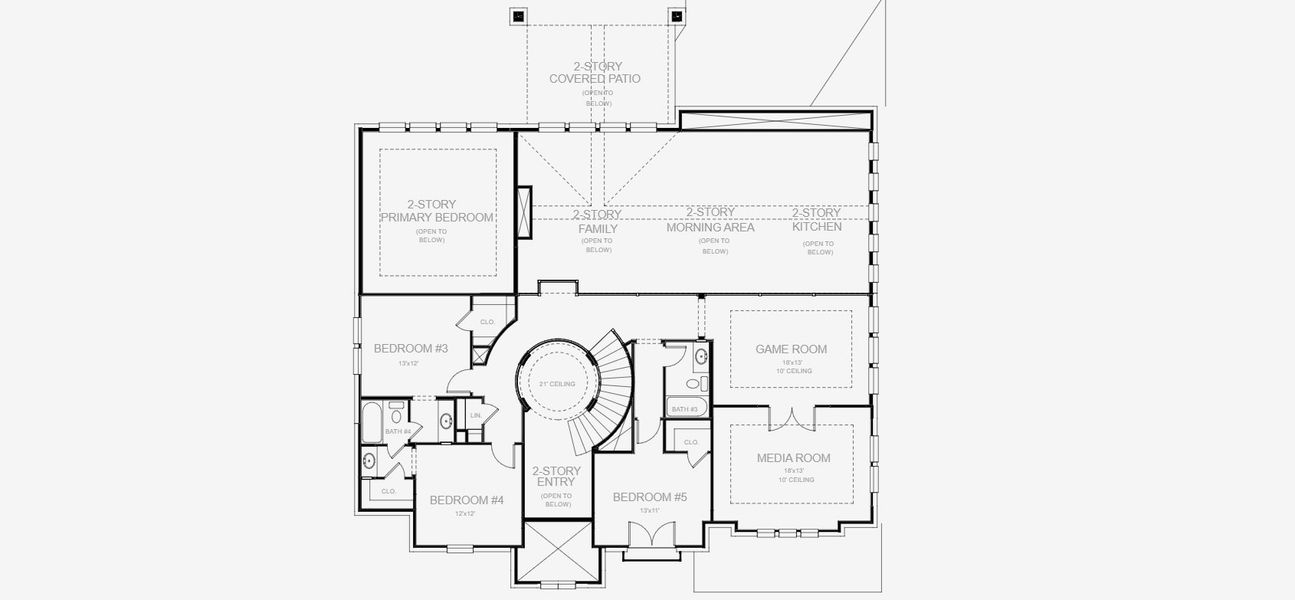 2D floor plan layout for the 4199W by Perry Homes in Creek of Driftwood, Driftwood, TX (Image 4).