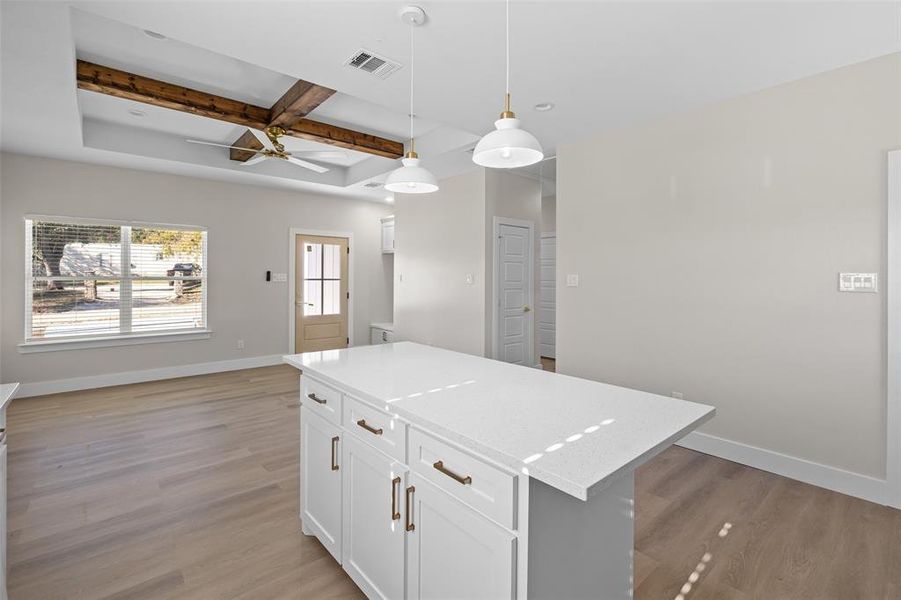 Looking from kitchen to living area