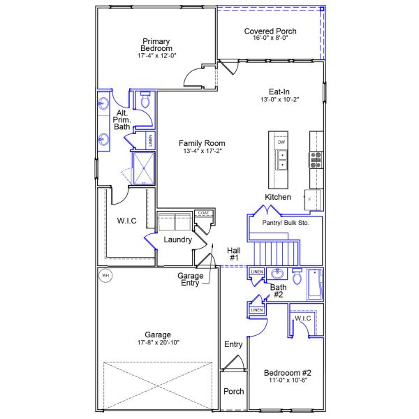 2D floor plan layout of this home in Six Oaks, Summerville, SC (Image 3).