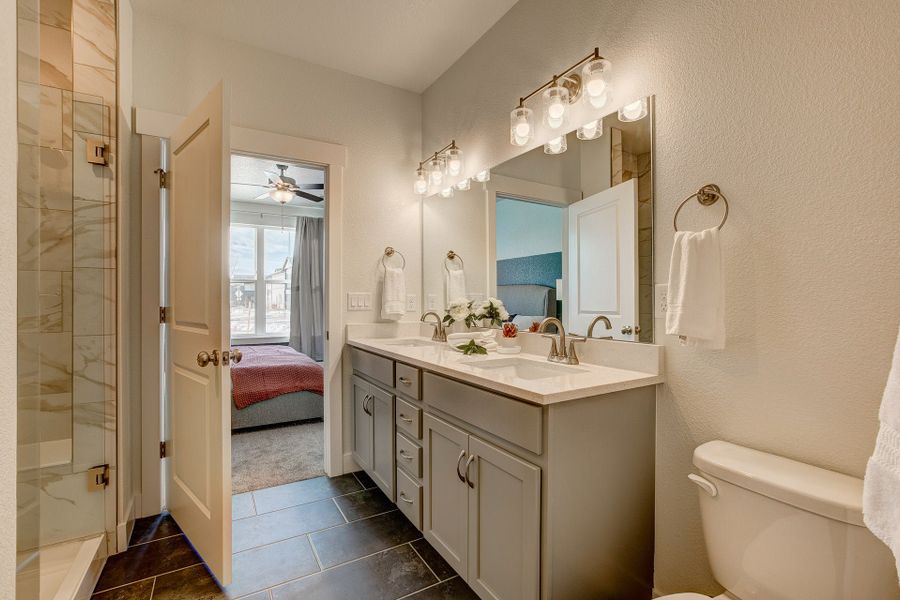 Representative furnished interior of a home built from the The Cambridge by Landmark Homes in The Lakes at Centerra, Loveland (Image 23).