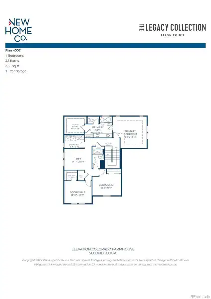 2D floor plan layout of this home in The Legacy Collection at Talon Pointe, Thornton, CO (Image 4).