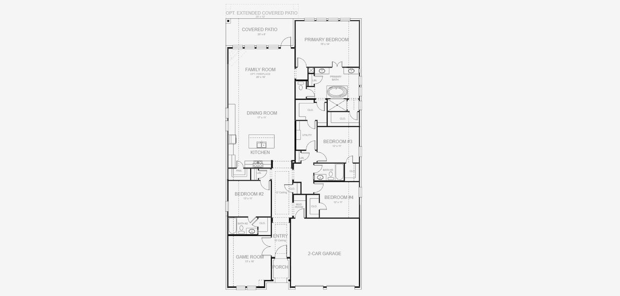 2D floor plan layout for the 2513W by Perry Homes in Walsh Ranch 50', Aledo, TX (Image 5). 2D floor plan layout for the 2513W by Perry Homes in Walsh Ranch 50', Aledo, TX (Image 5).