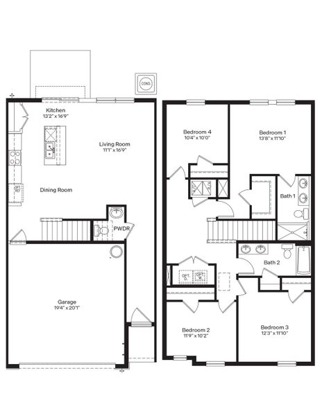 2D floor plan layout of this home in Vineland Reserve, Osteen, FL (Image 3).
