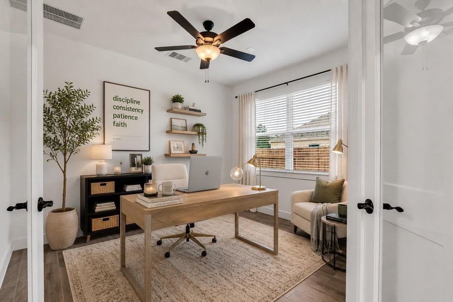 Home office or 5th Bedroom with super large walk in closet. Located on the first floor. Virtually stage photo