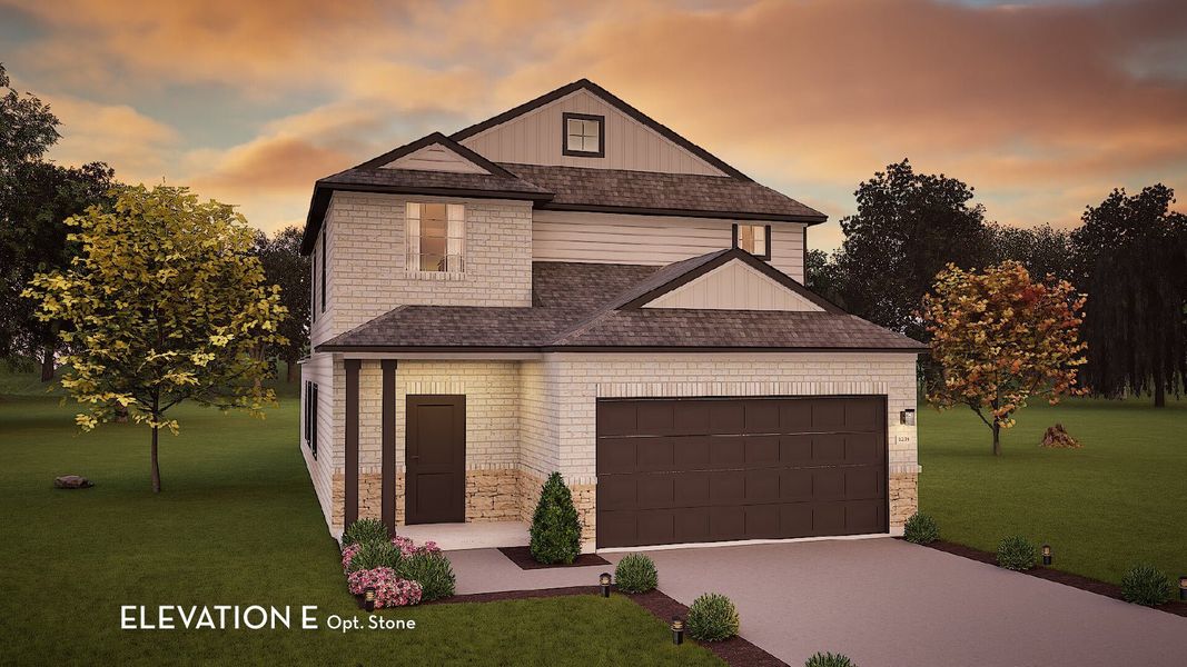 Representative exterior photo of a completed home built from the Hickory by CastleRock Communities in The Canopies, Splendora, TX (Image 18).