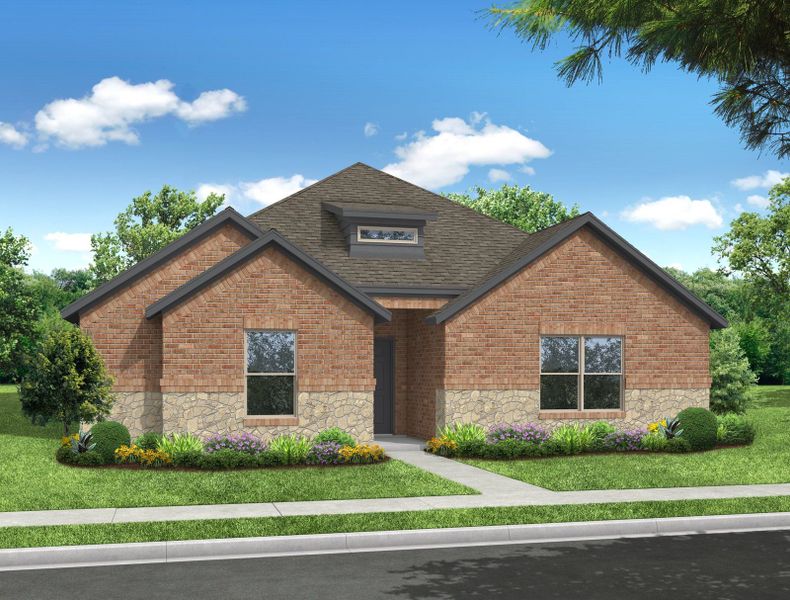 Representative exterior photo of a completed home built from the McGill by Impression Homes in Redden Farms, Midlothian, TX (Image 2). Representative exterior photo of a completed home built from the McGill by Impression Homes in Redden Farms, Midlothian, TX (Image 2).