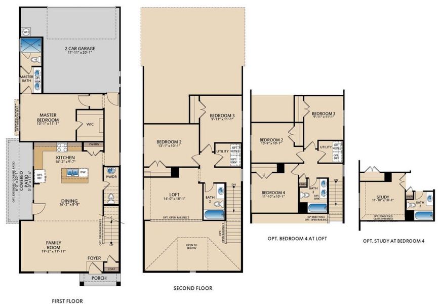 2D floor plan layout for the Overdale by Pacesetter Homes in Elevon, Lavon, TX (Image 4). 2D floor plan layout for the Overdale by Pacesetter Homes in Elevon, Lavon, TX (Image 4).
