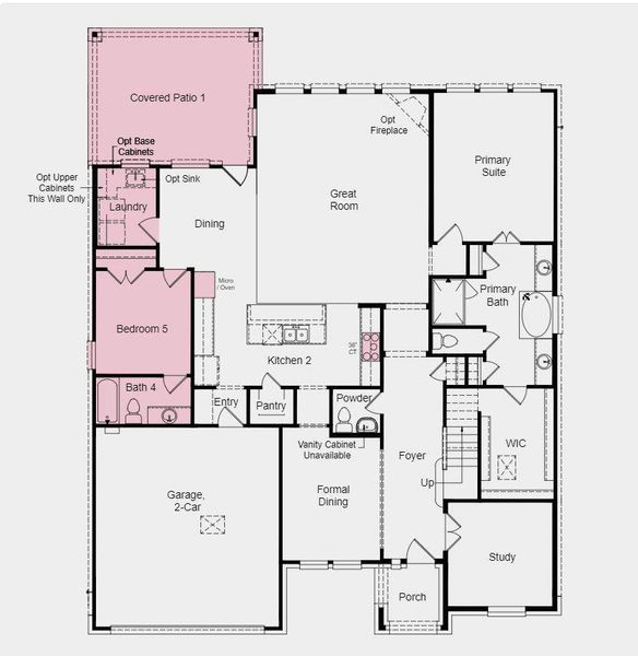 Structural options added include: Gourmet kitchen 2, additional bedroom with bath, covered outdoor living 1 and 8' doors.