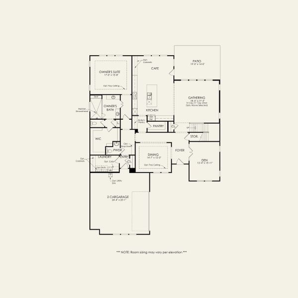 2D floor plan layout for the Harrington by Pulte Homes in The Retreat at Carolina Ridge, Harrisburg, NC (Image 3).