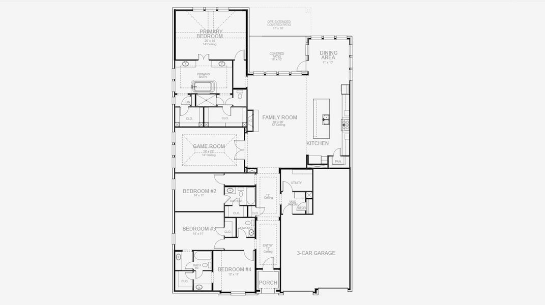 2D floor plan layout of this home in Fields 60', Frisco, TX (Image 5).