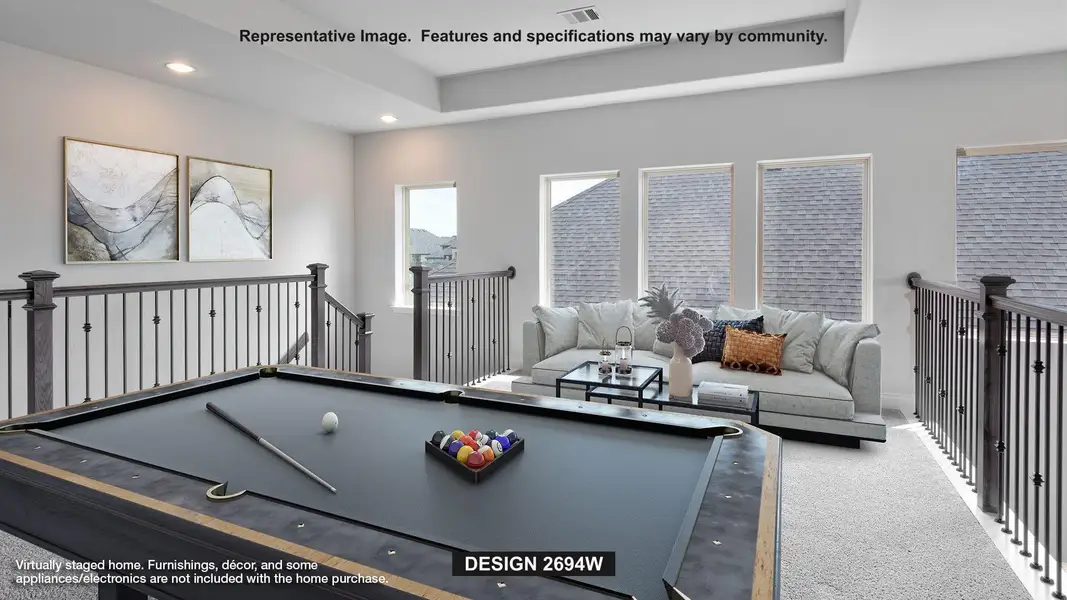 Playroom featuring carpet, billiards table, recessed lighting, and a tray ceiling