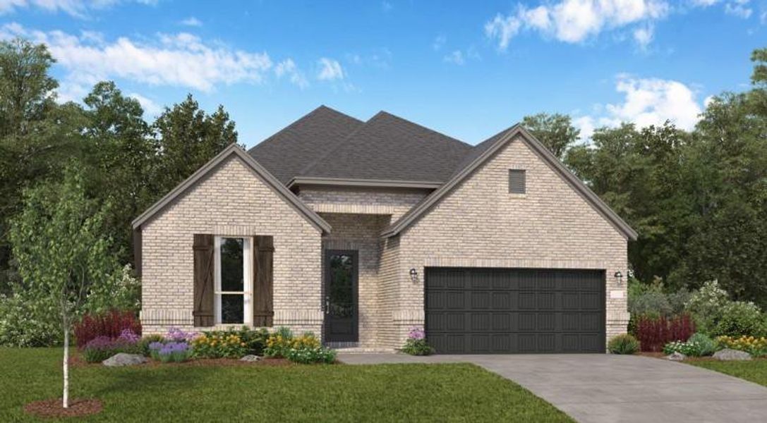 Front exterior of a new home in Canterra Creek: Richmond Collection, Rosharon, TX, highlighting curb appeal (Image 2). Front exterior of a new home in Canterra Creek: Richmond Collection, Rosharon, TX, highlighting curb appeal (Image 2).