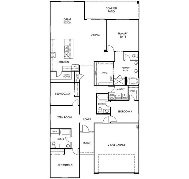 2D floor plan layout of this home in Paloma Creek - Reserve Series, Surprise, AZ (Image 1).