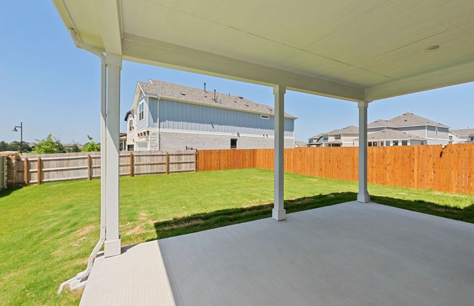 Exterior details and patio area of a home in Santa Rita Ranch, Liberty Hill (Image 4).