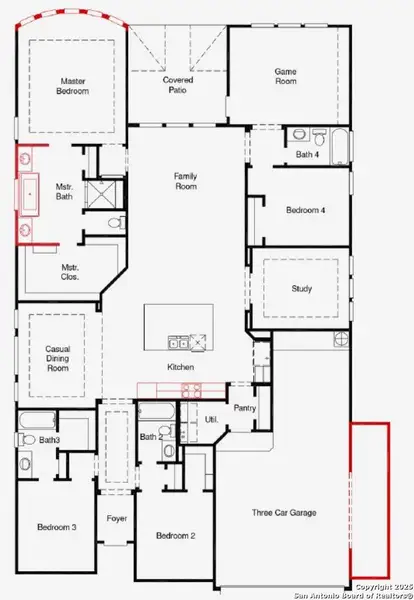 2D floor plan layout of this home in Buffalo Crossing, Cibolo, TX (Image 3).