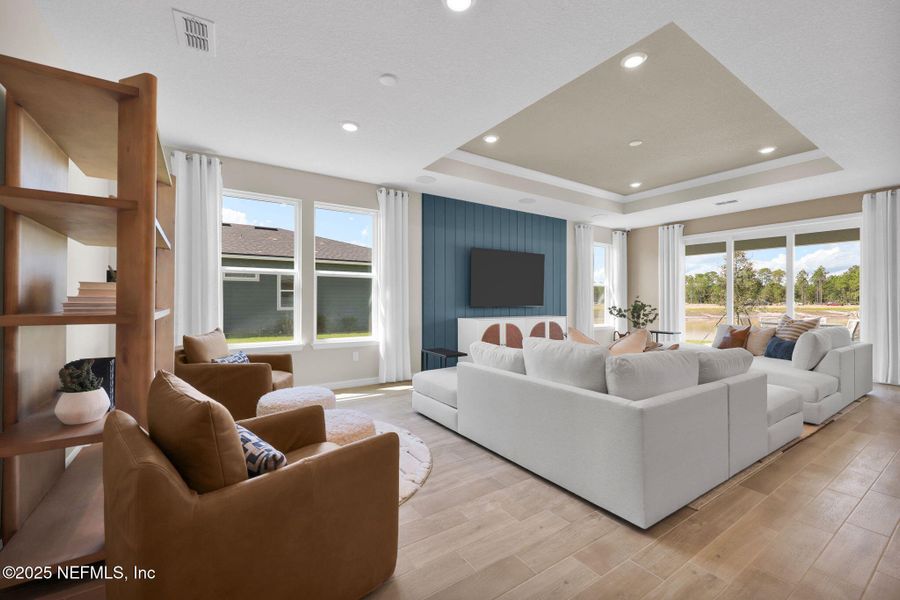 Furnished interior view inside a new home in Del Webb Wildlight, Yulee (Image 9). Furnished interior view inside a new home in Del Webb Wildlight, Yulee (Image 9).