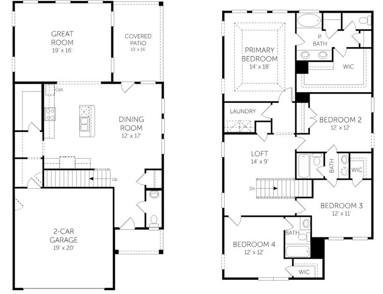 2D floor plan layout for the Windermere - Single Family Homes by Dream Finders Homes in The Pier South, Seneca, SC (Image 5).