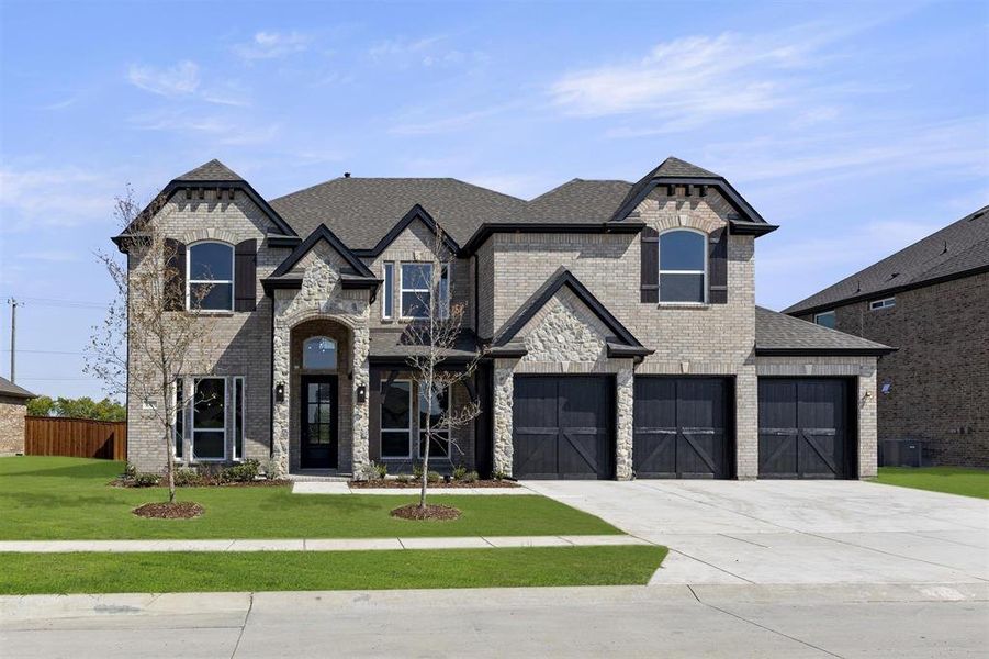 Front exterior of a new home in Polo Ridge, Mesquite, TX, highlighting curb appeal (Image 21).
