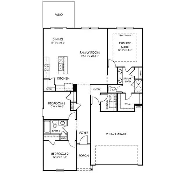2D floor plan layout of this home in Cypress Ridge - The Boardwalk Series, Longs, SC (Image 2).