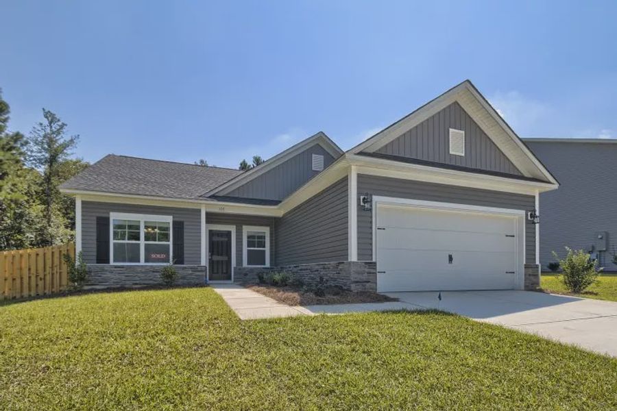 Representative exterior photo of a completed home built from the Dahlia II by Great Southern Homes in Camellia Park, Thomson, GA (Image 19).