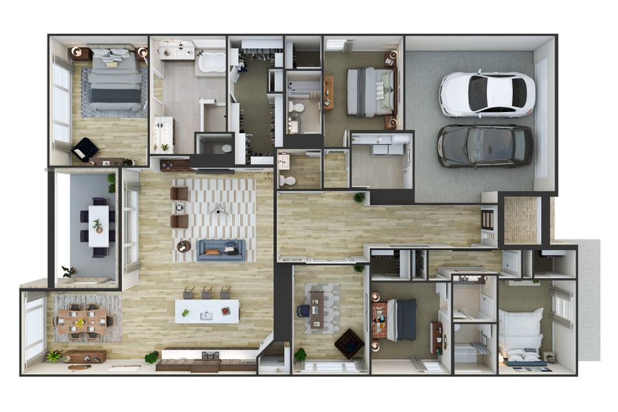 2D floor plan layout for the Bartlett by Tri Pointe Homes in Dunham Pointe, Cypress, TX (Image 5). 2D floor plan layout for the Bartlett by Tri Pointe Homes in Dunham Pointe, Cypress, TX (Image 5).