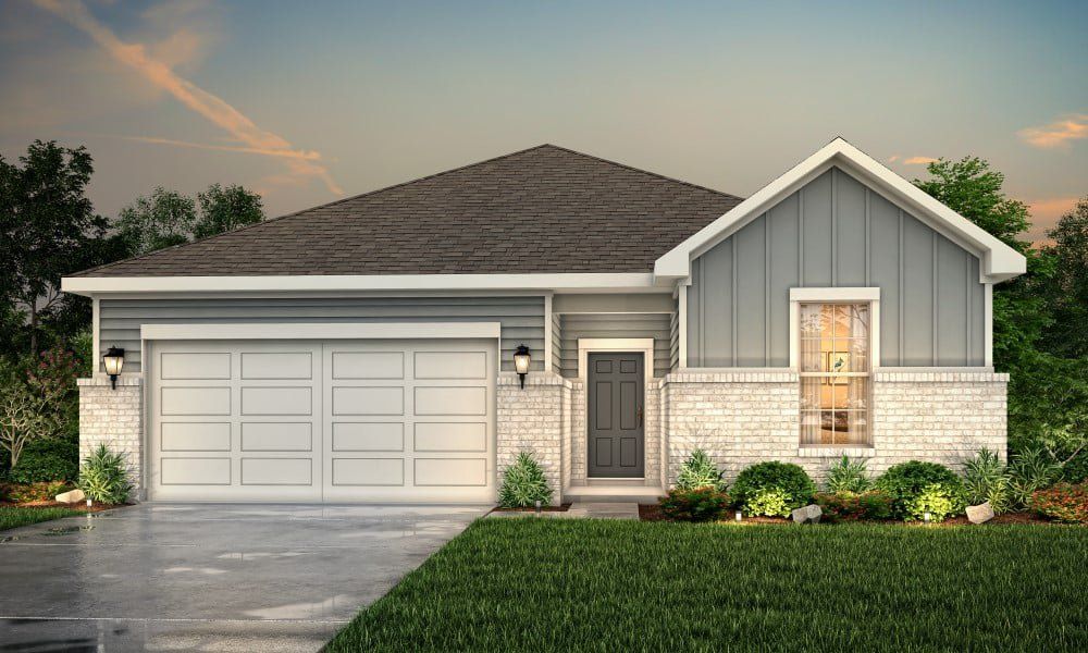 Front exterior of a new home in Magnolia Springs, Montgomery, TX, highlighting curb appeal (Image 1).
