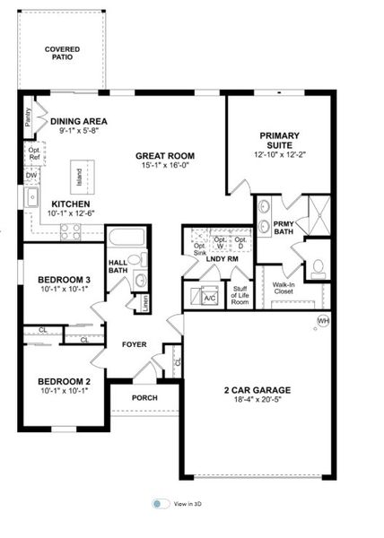 2D floor plan layout of this home in Aspire at Glen Aire, Ocala, FL (Image 2).