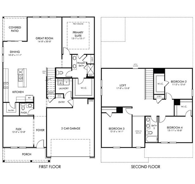 2D floor plan layout for the Sherwood by Meritage Homes in Oxford Station, Salisbury, NC (Image 3).